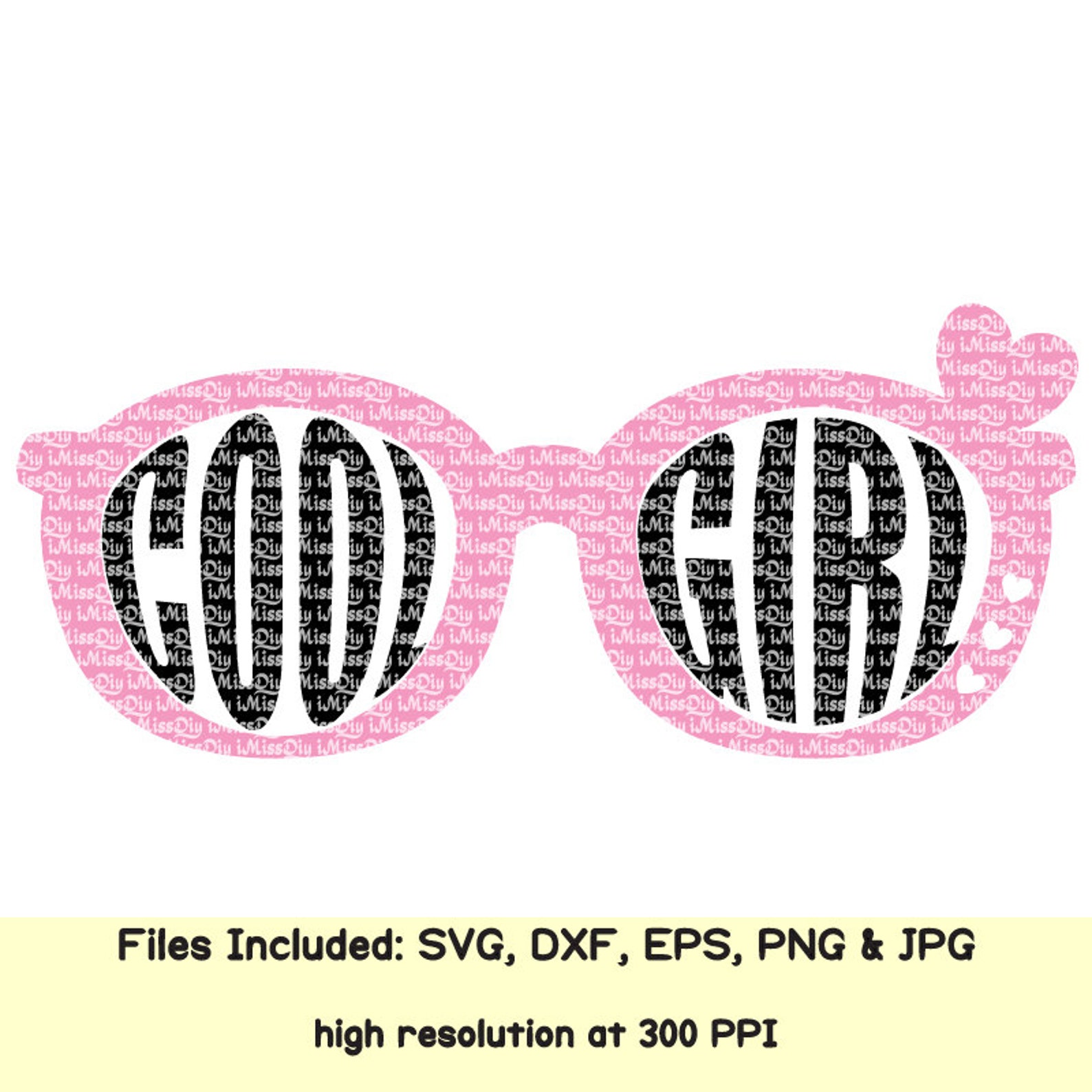 Cool Girl Sunglasses Svg Dxf Eps Cutting Files Clipart Vector Etsy