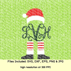 Weihnachten svg Weihnachtsmütze svg Beine Füße Stiefel Monogramm svg Sack Cam Claus Dateien für Cricut Silhouette Baby-Shirts Designs Clipart Dxf Cut File