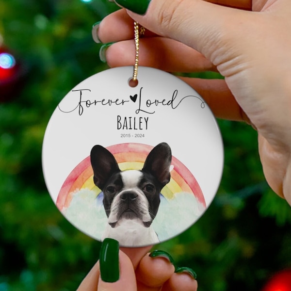 Personalized Rainbow Bridge Pet Memorial Ornament - Loss of Dog Sympathy Gift - Custom Pet Sympathy Gift - Dog Loss Gift - Boston Terrier