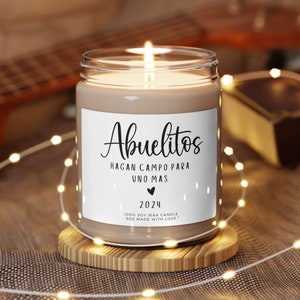 Vela de soja para anúncio de gravidez em espanhol - Vela reveladora de bebê para Abuelitos Padres a Espanhol Anuncio de Embarazo para Abuela Abuelo Abuelas