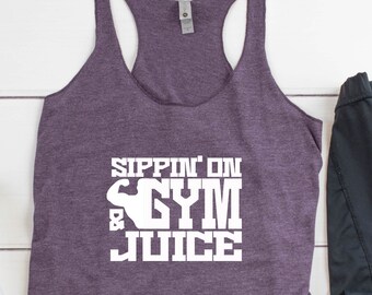 Shippin' On Gym & Juice, Racerback Tanks for Women,Workout Tank Top, Running Tank Top, Exercise Tank Top, Yoga Tank Top, Fitness Tank Top