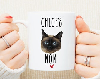 Tasse à café personnalisée de maman de chat siamois pour maman - tasse à café de chat drôle personnalisée de 11 oz