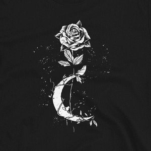 Rose Moon Shirt, Wiccan Clothing, Gothic Clothing, Grunge Clothing, Pastel Goth Shirt, Dark Edgy Shirts, Spiritual Apparel, Graphic Tees