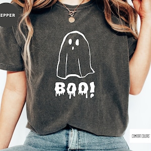 Comfort Colors® Boo Halloween Ghost Shirt - Cute Ghost Shirt - Spooky Season Shirt - Small Ghost Shirt - Women&#39;s Ghost Shirt