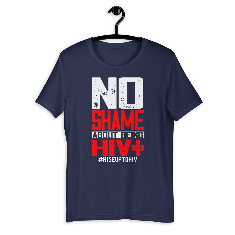 No Shame About HIV/AIDS Positive T-shirt, Awareness Red Ribbon, Immune ...