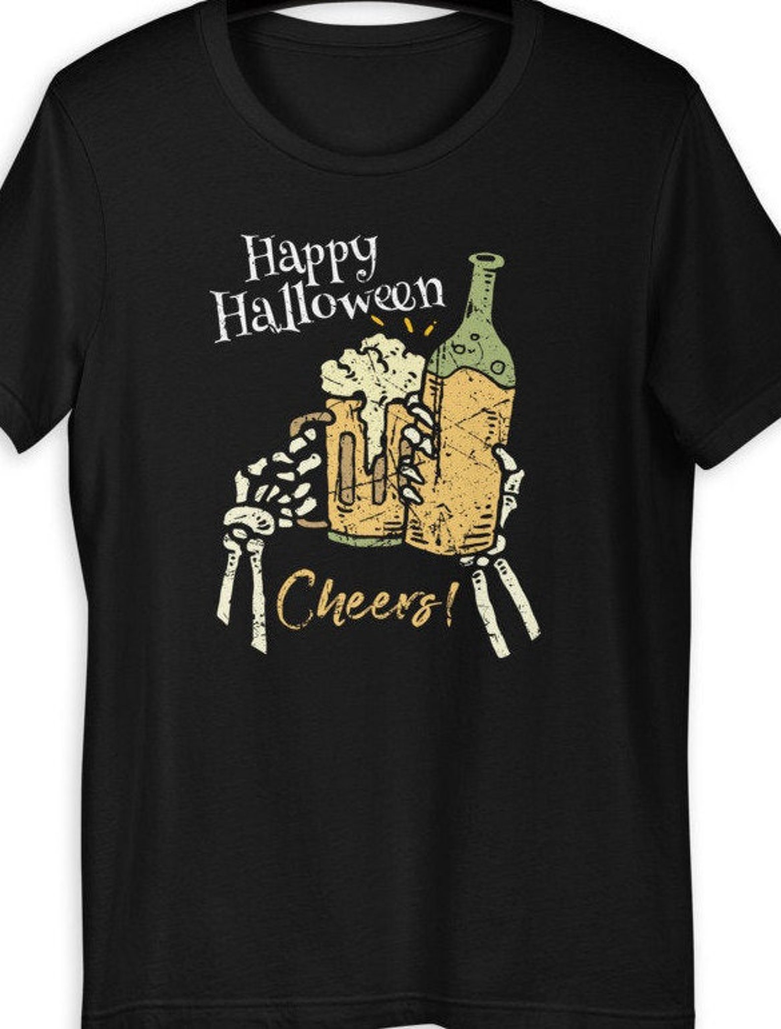Happy Halloween Cheers T-shirt Skeleton Beer Drinking Trick - Etsy