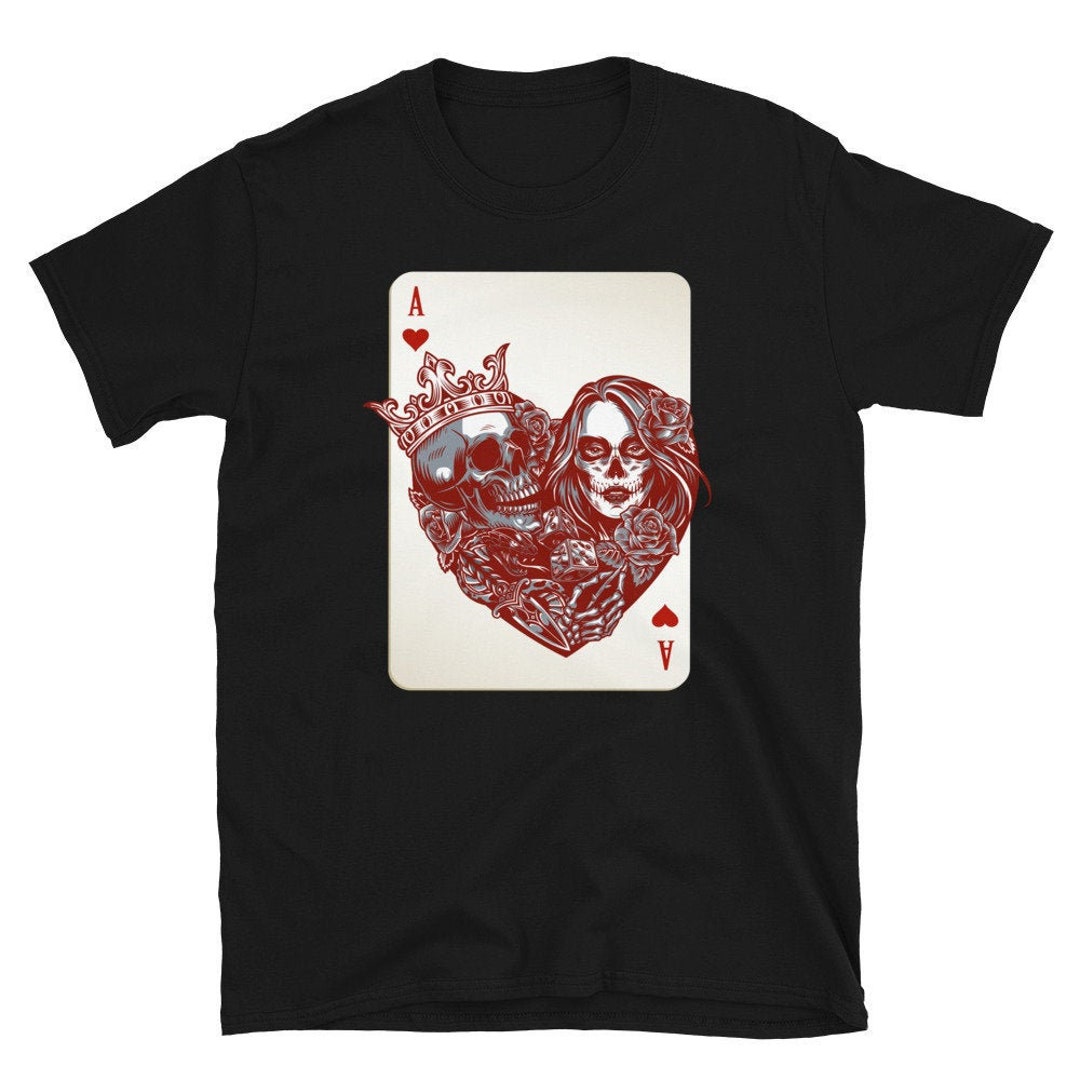 Ace of Hearts Shirt Heart Skull T-shirt Skull Graphic Tee - Etsy