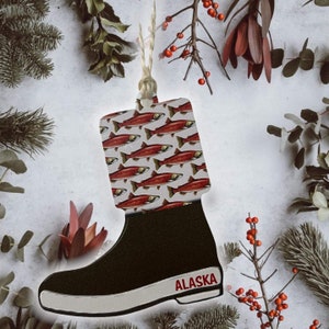 Alaskan Xtratuf Boot Metal Christmas Ornaments•  Car Charm•  Christmas Ornaments•  Xtratuf Boots