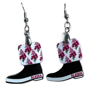 Xtratuf Boot Earrings: Lightweight Acrylic Alaska Theme