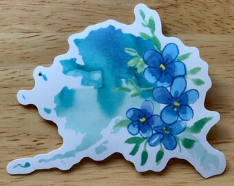 Watercolor Alaska and forget me knots / PEONIES Vinyl Sticker