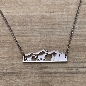 Running Horses Necklace for women• Horse • Dainty necklace • Bar Necklace