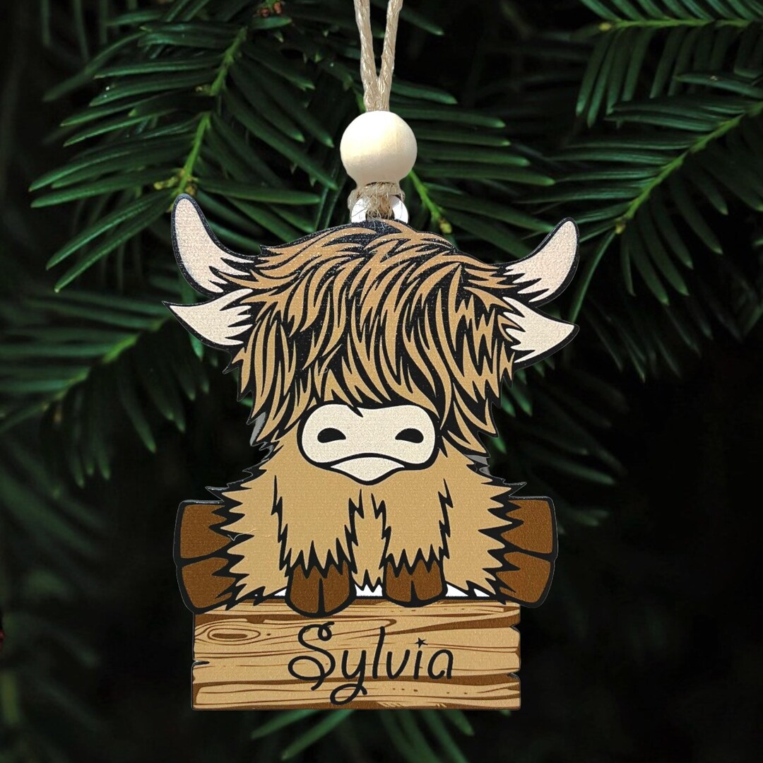 Highland Cow Christmas Ornaments Personalized Christmas Etsy