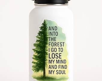 Citazione sulla foresta PNG: Adesivo con albero di pino ad acquerello (download digitale)