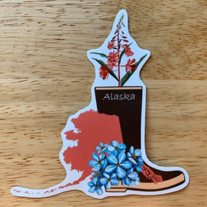 RAIN BOOT and Fireweed Alaska Vinyl Sticker