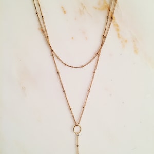 Saturn Chain Layered Necklace, Saturn Chain, Lariat Necklace, brass necklace, Layered Necklace, Cleavage Necklace