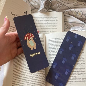 Mushroom Light it Up bookmark/Illustrated bookmarks/Mushroom Illustration/Double Sided/Laminated