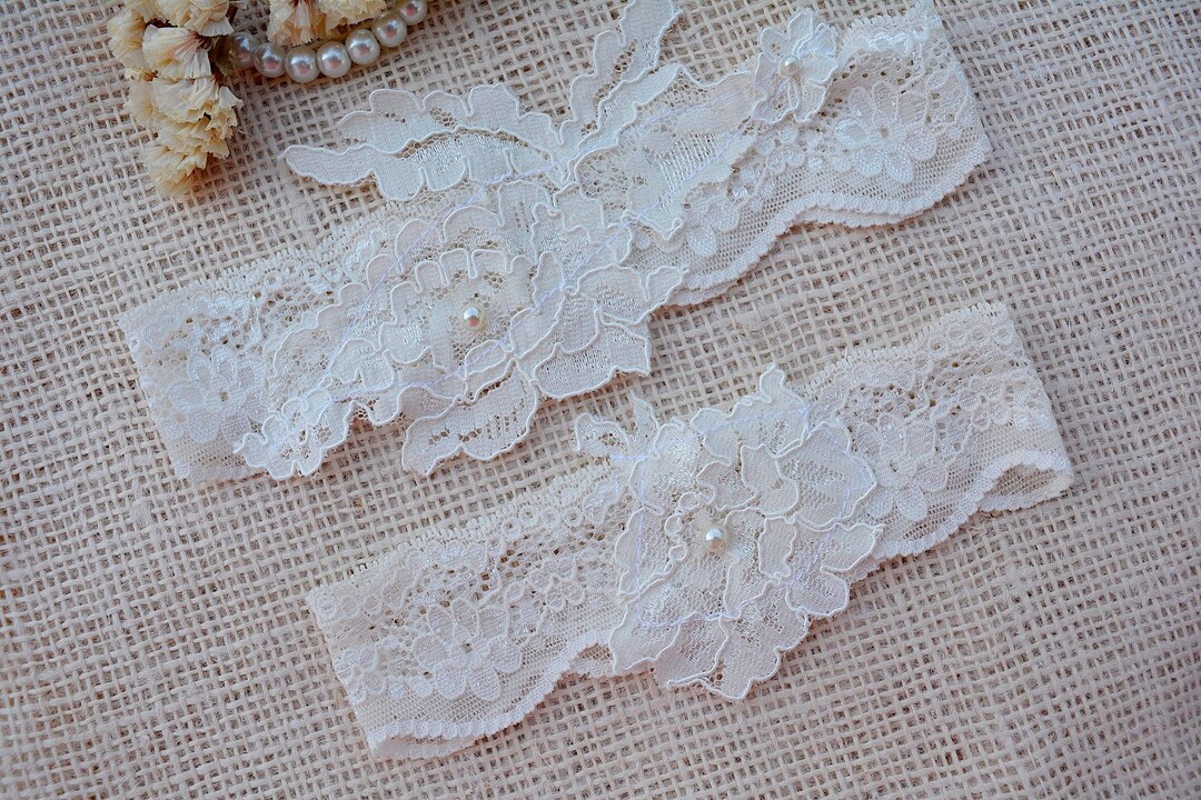Ivory Ivory Lace Garter for Brides Wedding Gift Ivory, Elegant Set