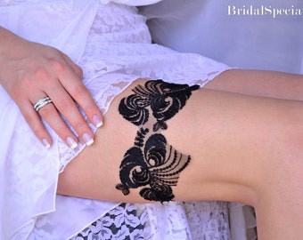 Encaje negro simple liga de boda gótica conjunto para novia negro novia sexy regalo de boda para novias fiesta gótico regalo nupcial conjunto liga de encaje negro