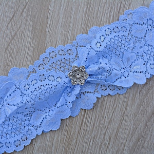 Blue Wedding Rhinestone Lace Garter, Wedding Garter Set, Blue Bridal Garter, Light Blue Garters, Handmade Garter Set Blue Wedding Accessorie