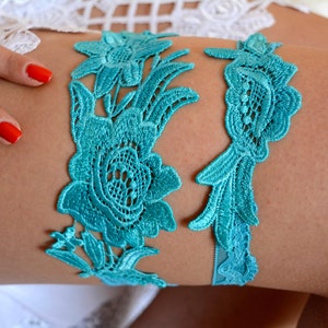 Pale teal  blue garter set, wedding garter teal summer  wedding bridal garter teal, aqua blue lace garter set accessories blue bridal gifts
