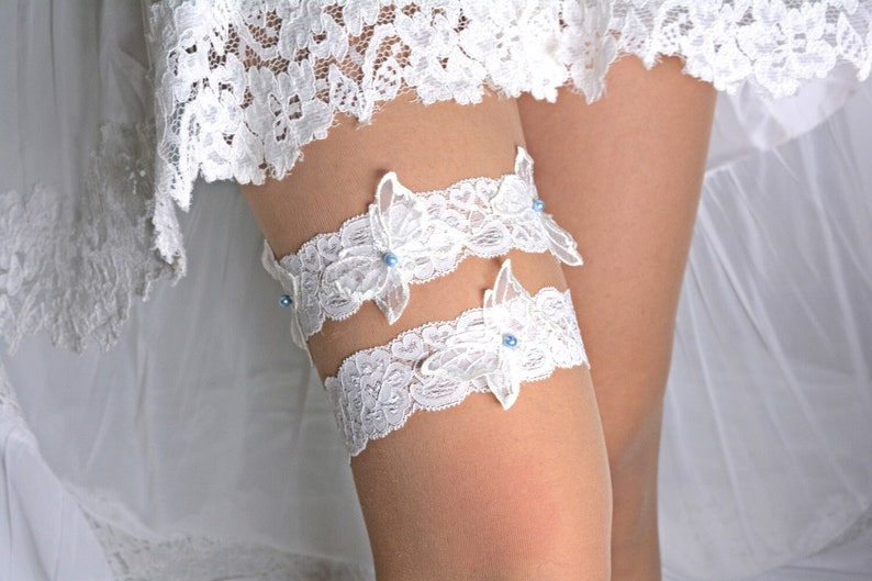 Ivory lace bridal garter set for wedding garter bohemian lace garter belt handmade wedding butterfly brides garter lingerie boho clothing image 1