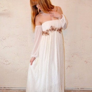 Lace boho hippie alternative wedding dress, ivory lace wedding bridal dress for bride lace wedding long bohemian romantic bohemian lace gown