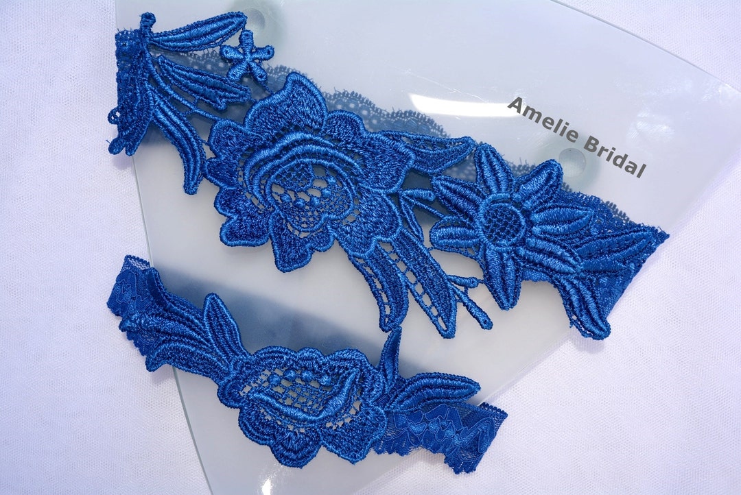 Garter Royal Blue Bridal Bride Something Borowed Garter Etsy