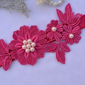 Fuchsia Flower Set Of Bridal Garter, Wedding Garter Set, Bridal Garter Set, Pink Garter Brides Gift Fuchsia Garter Set, Prom Garter Hot Pink