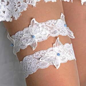Ivory lace bridal garter set for wedding garter bohemian lace garter belt handmade wedding butterfly brides garter lingerie boho clothing image 2