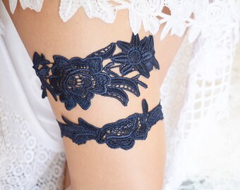 Dark blue garter set belt something blue lace blue wedding gift garter set bridal garters navy garter for bride navy blue accessories brides