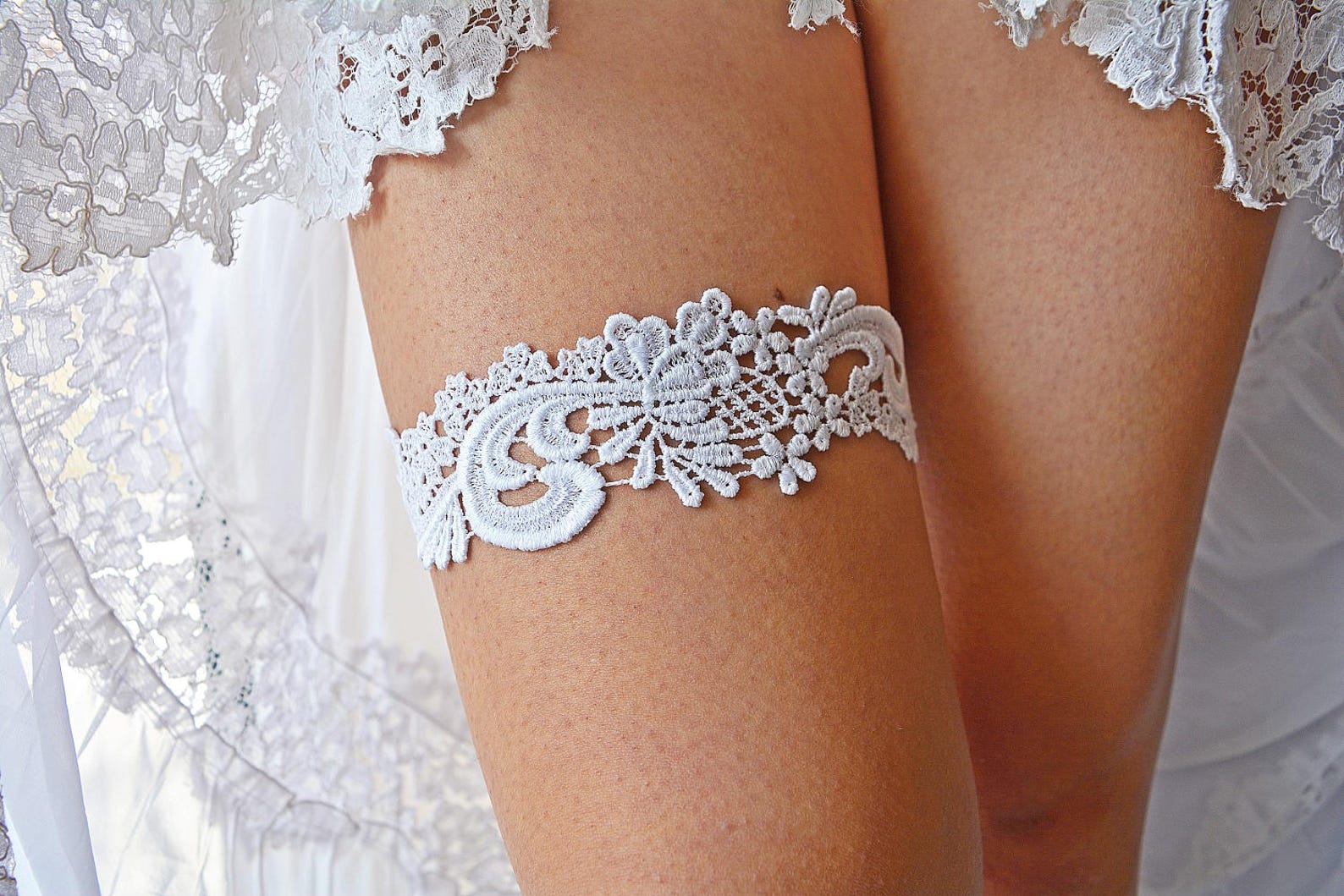 White Garter Bridal Garter Set Belt White, Wedding Garter Set Venice