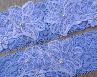 Light Blue Floral Toss Keep Garter Set  Wedding Garter Blue, Bridal Garter Set, Wedding Lingerie Lace Garter, Wedding Gift Garter Blue Gifts