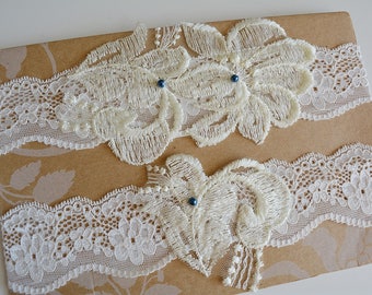 Rustic Wedding Ivory Bridal Garter Set, Beach Wedding Garter Set Ivory, Bridal Garter Set, Ivory Toss Garter, Garter Set Lace Keep Garters