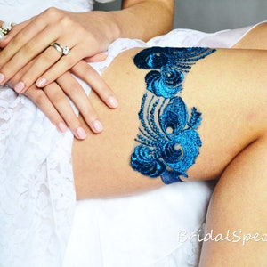Wedding teal garter lace garter bridal garter set wedding garter something blue wedding garter, handmade wedding accessories blue garter set