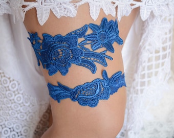 Personalized color wedding blue garter set, bridal garters something blue lace wedding gift royal blue garter wedding clothing toss garters