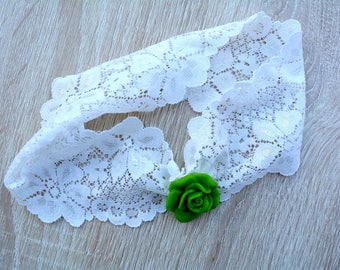 Wedding Garter Ivory Lace Green Flower Garter Set For Brides, Prom Lace Bridal Garter Green Handmade Green Single Wedding Garter For Brides