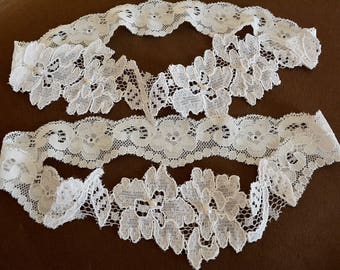 Wedding Garter Set White Stretch Lace Garter, Wedding Garter Set, Bridal Garters White, Toss Garter White, Lace Garter Set, Wedding Garters