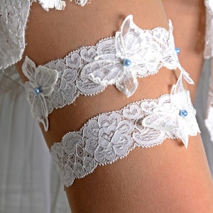 Ivory lace bridal garter set for wedding garter bohemian lace garter belt handmade wedding butterfly brides garter lingerie boho clothing image 3