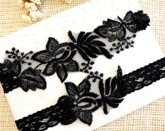 Wedding Garter Black Bridal Garter Set, Black Garter Set, Black Lace Garter, Black Bridal Garter, Handmade Garter,Wedding Accessories, Gift