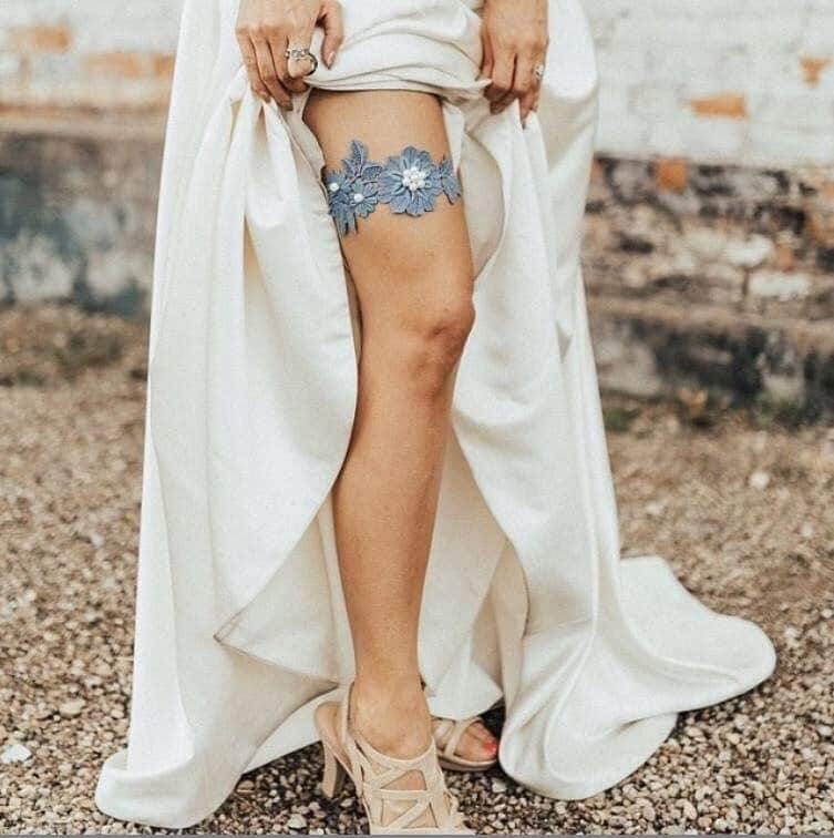 Wedding garter set blue lace white pearls something blue handmade lace bridal dusty blue garter set lingerie garter prom garter toss blue
