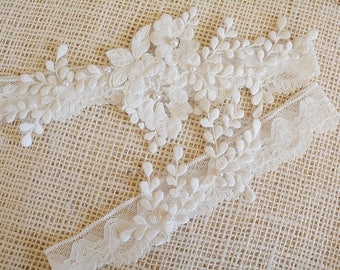 Ivory Garter Bridal Wedding Garter Set Beach Wedding Garter Set Ivory, Bridal Garter Set Ivory Toss Garter Garter Set Ivory Lace Keep Garter