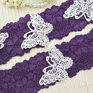 Purple Wedding Garter Set Lace, Bridal Garter Set, Prom Garter, Set Butterfly Garter, Bridal Garter, Lace Garter, Wedding Garter, Garter Set