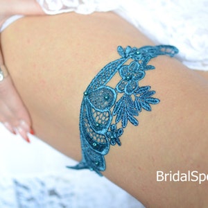 Garter set wedding teal blue beaded lace bridal garter for brides blue lace bridal garter set something blue wedding lingerie garters teal