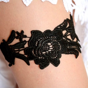 Black garter set goth black bridal garter bridal accessories lace garter set wedding handmade garter belt sexy toss garters black image 4