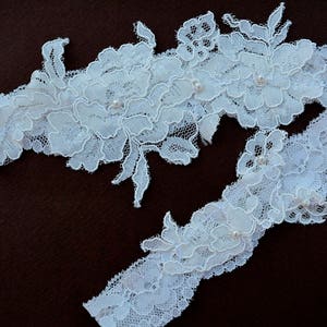 Ivory Garter Ivory Lace Wedding Gift Rustic Garter Set, Ivory Garter Belt, Wedding Garter in Vintage, Boho Wedding Garters Bridal Garter Set image 9