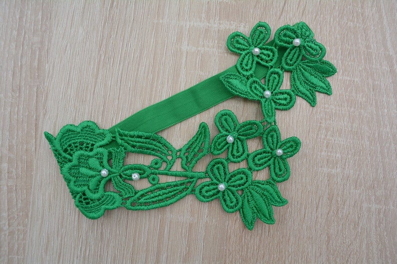 Garter for Wedding Emerald Green Lace Appliques Bridal Garter Set