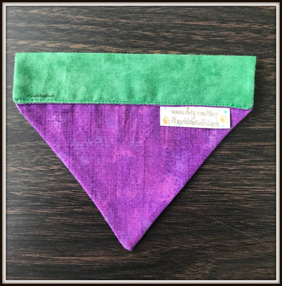 Dog Bandana Purple REVERSIBLE Over the Collar Dog Bandana