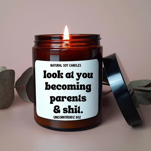 New Parent Gift, Baby Shower Gift, Funny New Mom Gift, Funny New Dad Gift, First Time Parents, New Baby Gifts, Soy Candles, Cute Candles