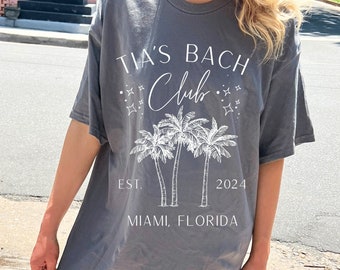 Miami Bachelorette Shirt, Florida Bachelorette Shirt, Custom Location Bachelorette Shirt, Matching, Palm Trees Bachelorette Party Tee