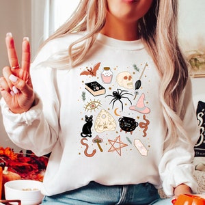 Halloween Sweatshirt, Retro Halloween Shirt, Fall Sweatshirt, Fall Crewneck, Doodle Fall Sweater, Halloween Sweater, Fall Sweater